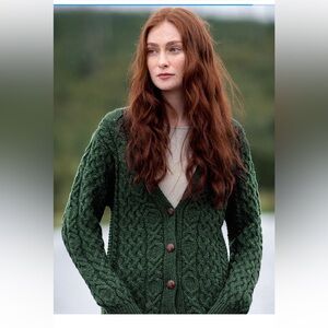 NWOT Aran Adare Boyfriend Aran Cardigan - Green XXL